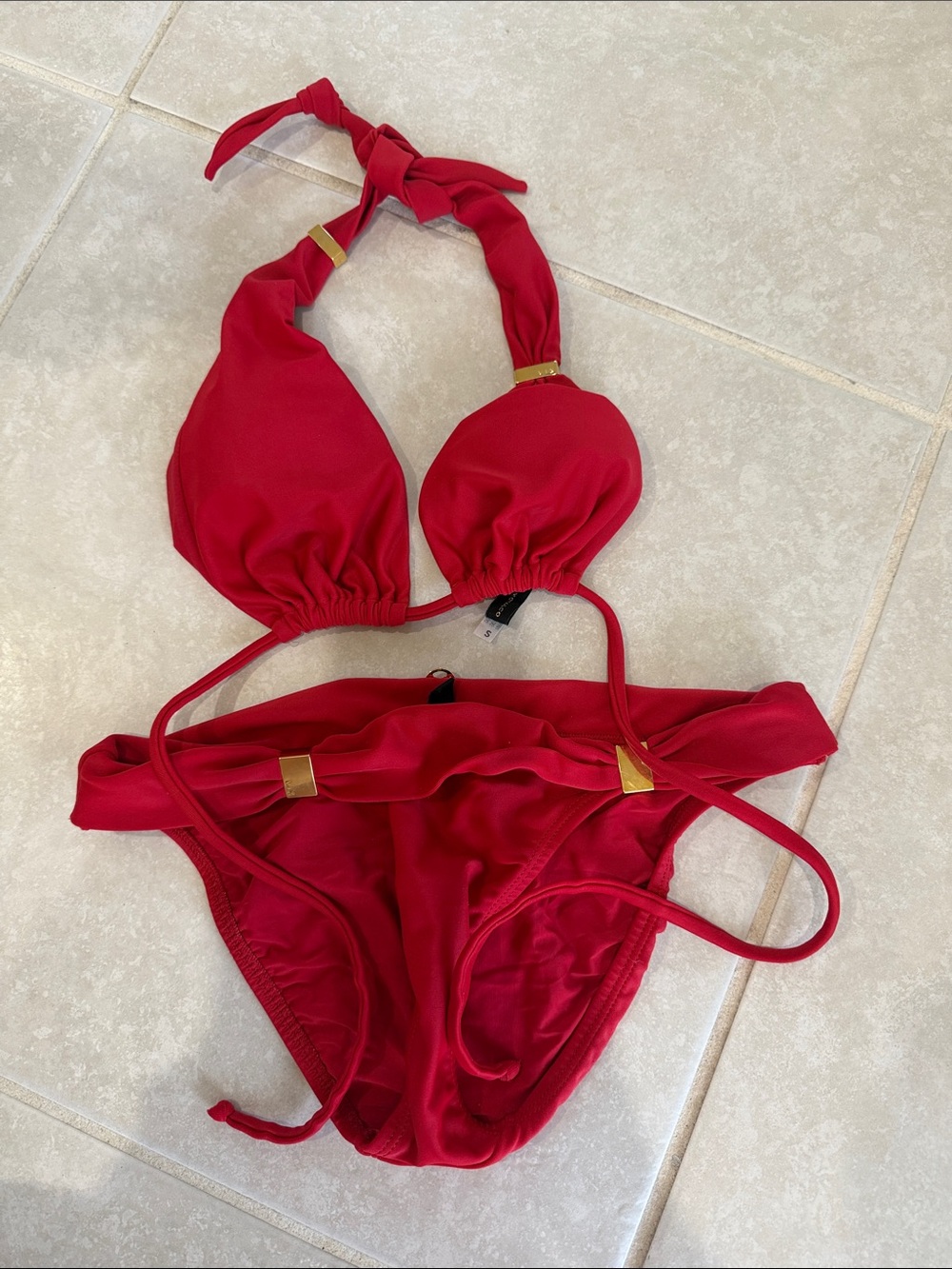 Vix Bright Red Halter Bikini set